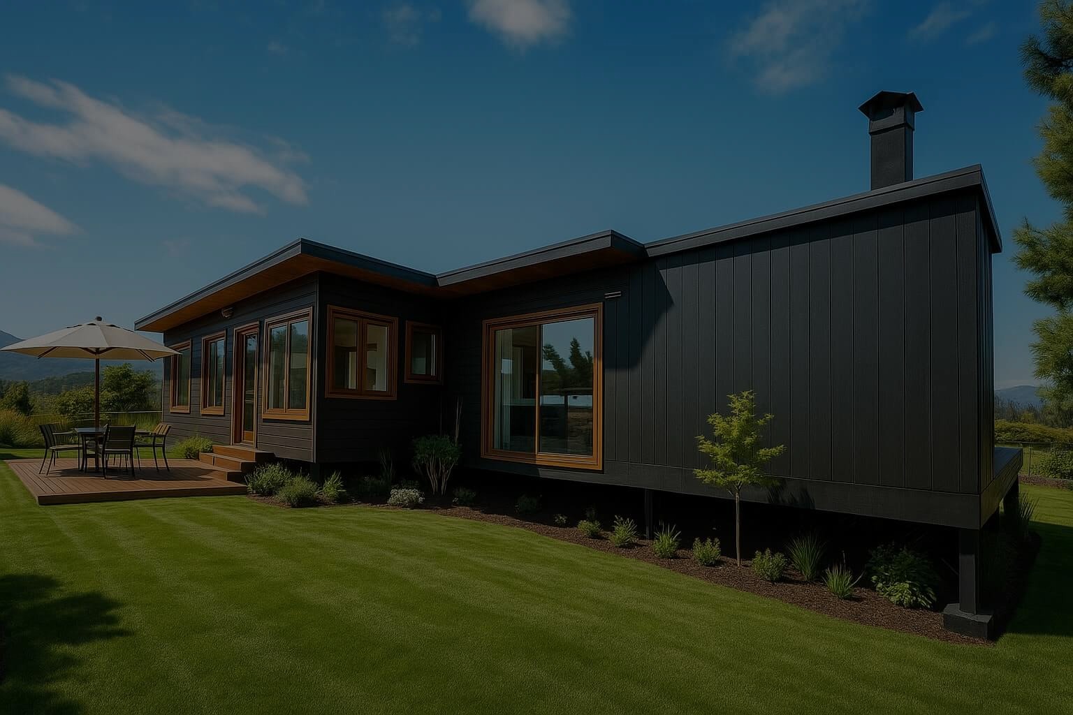 foto-casa-mario Casa modular con diseño contemporáneo y acabados en madera, ideal para parcelas y terrenos amplios.